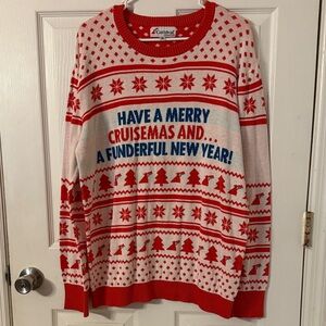 Carnival Cruise Christmas Red and White Patterned Sweater